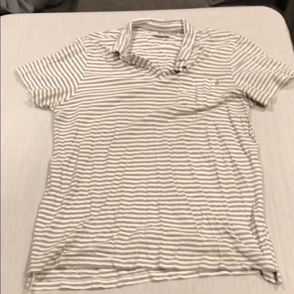 Grey Striped Polo